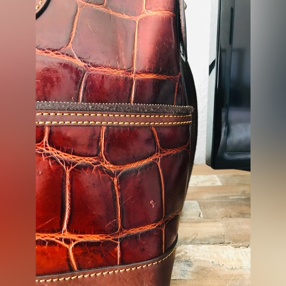 Dooney & Bourke Croc Embossed Double Pocket Satchel - Picture 11 of 12
